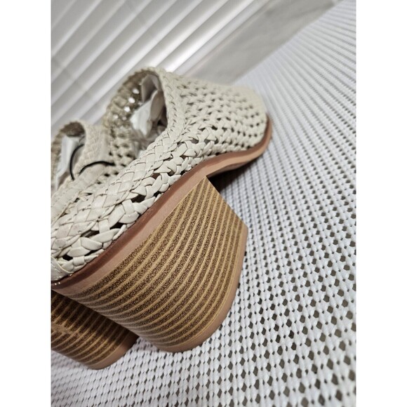 Time And Tru Women Ivory White Woven Memory Foam Comfort Block Heels Mules 9.5 - Picture 5 of 12